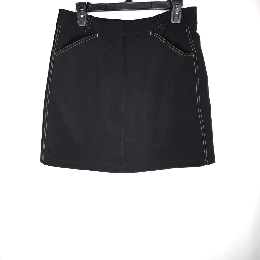 Annika Cutter & Buck Skort Womens 6 Black Orange Tennis Pickle Ball Skirt Pocket